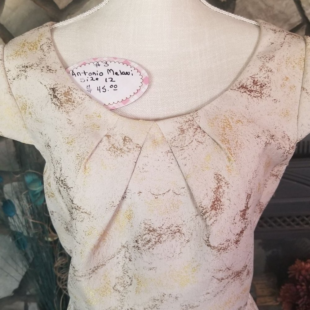Antonio Melani Dress Cream & Gold Size Size 12 - Picture 6 of 12